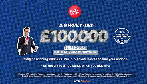 Buzz Bingo Big Money Live: Win £100,000 from Home or in Club